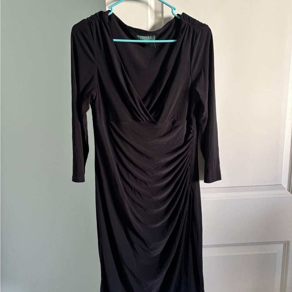 Lauren Ralph Lauren Black Sheath Dress with Cowl Neck